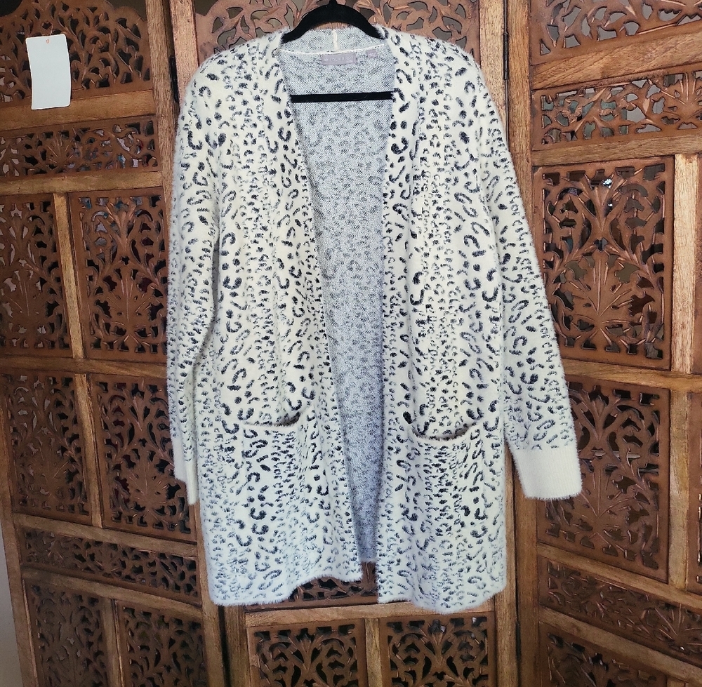 Revolution White and Black Animal Print Cardigan